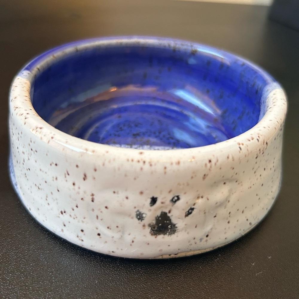 Small Pet Food Bowl Dog Cat Feeding Dish Handmade Glazed Ceramic Cute